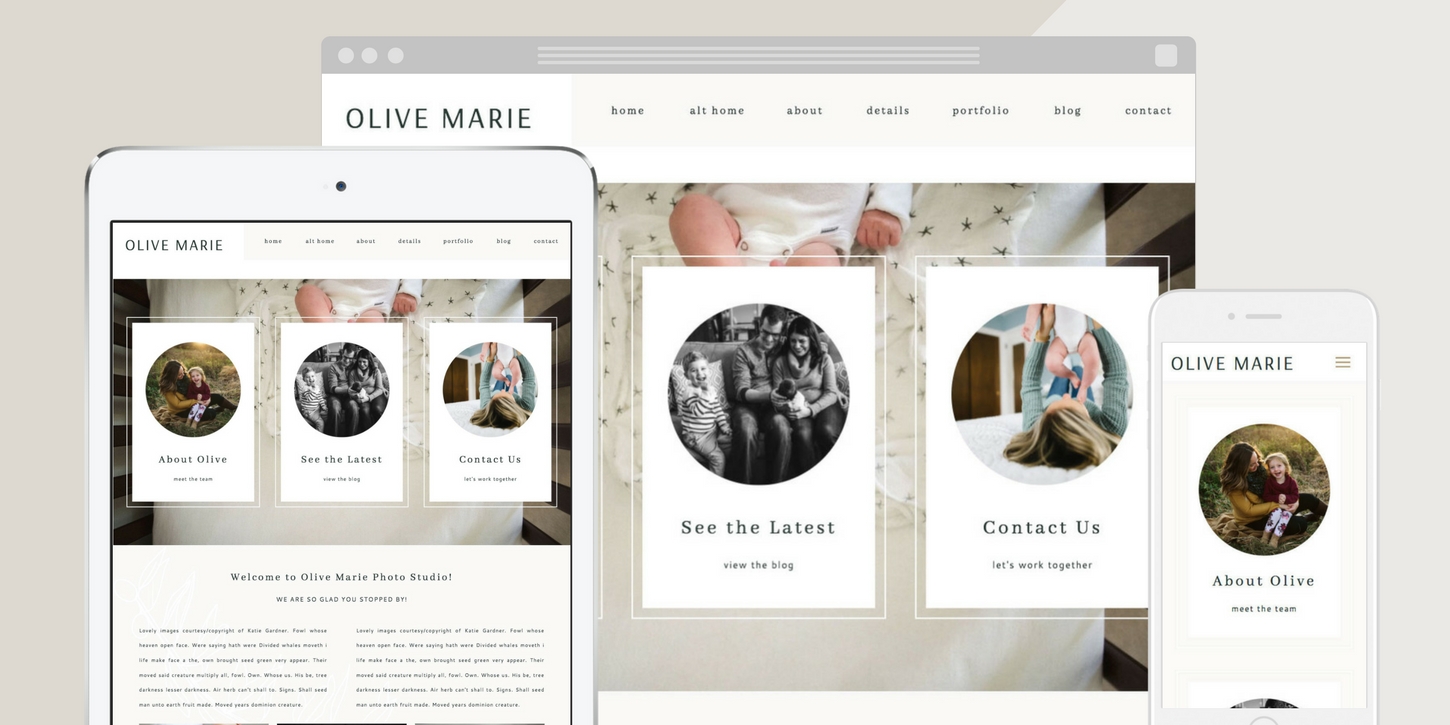 Website design blog header olivemarie