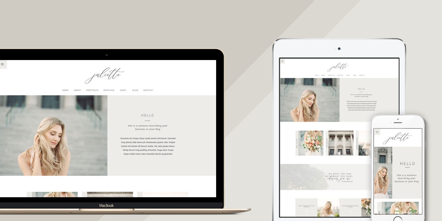 Website design blog header juliette
