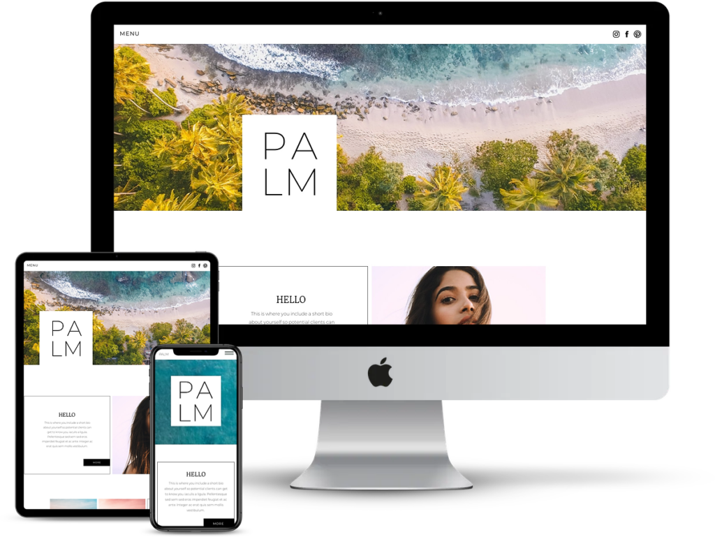 Modern and minimalist template for Showit by website designer Karie Denny