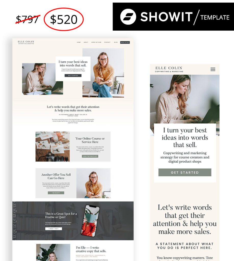 Elle website template for copywriters Black Friday sale