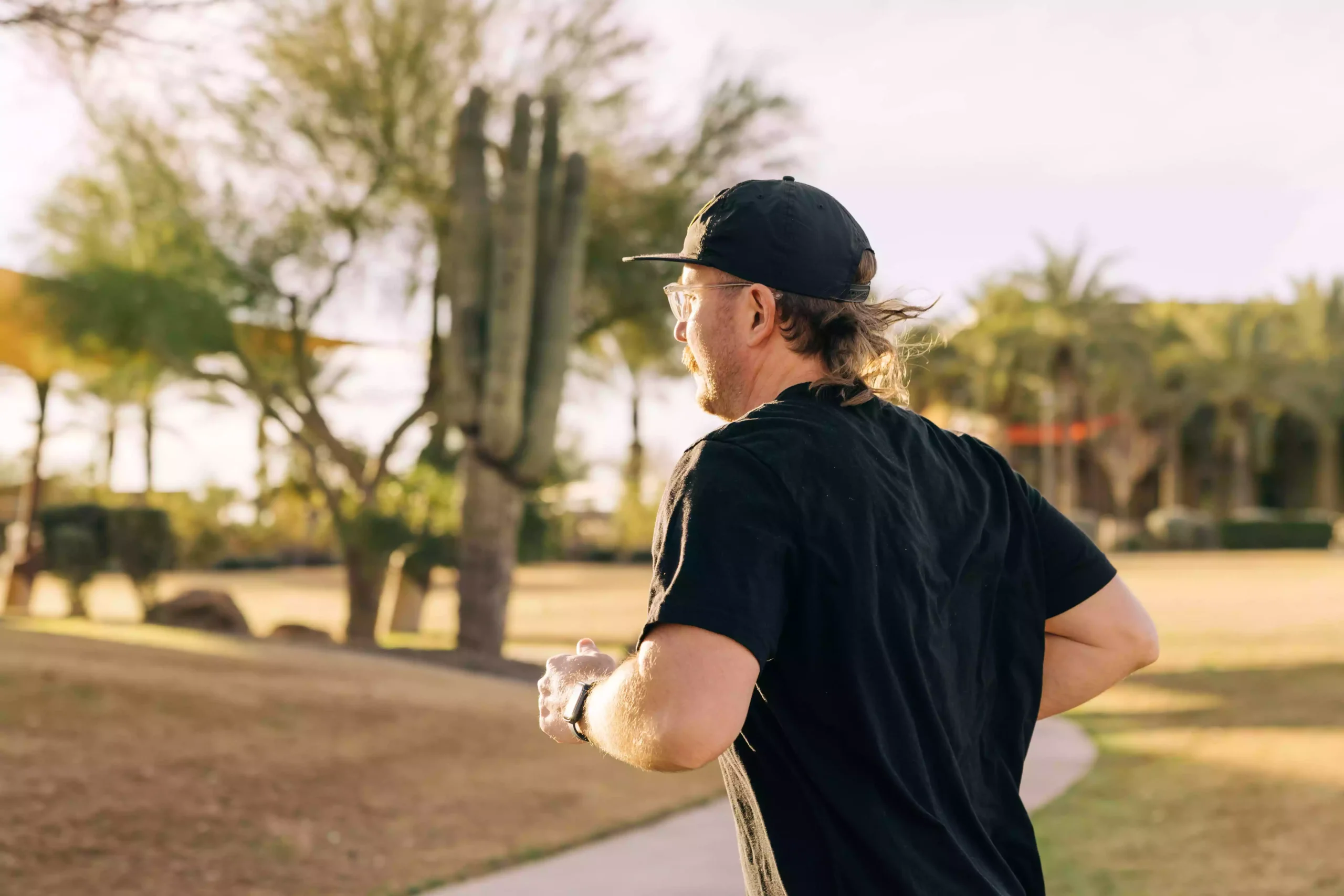 Man running to accomplish goals